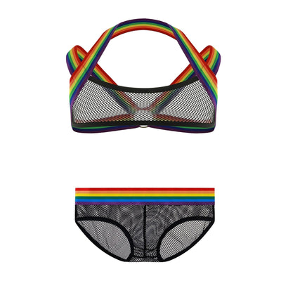 Rainbow Mesh Harness + Briefs