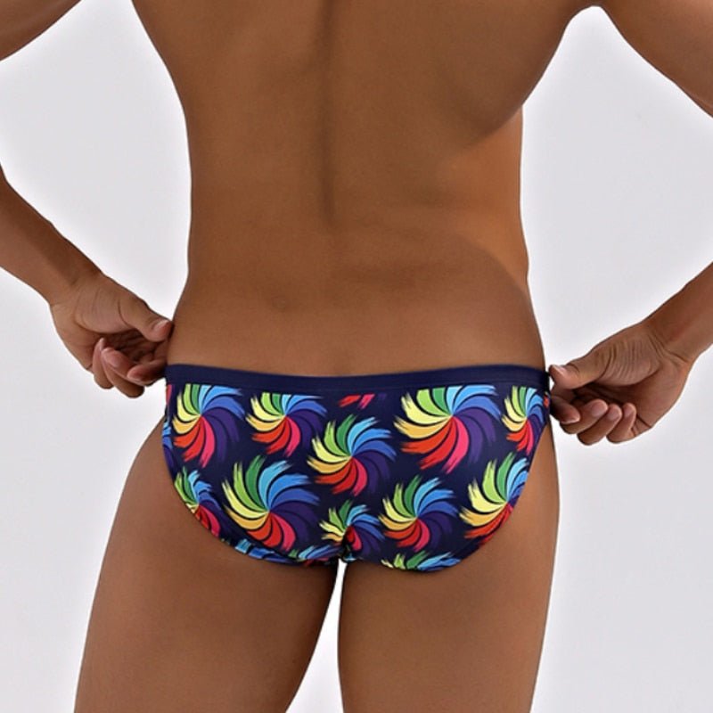 Rainbow Peacock Skinny Swim Briefs