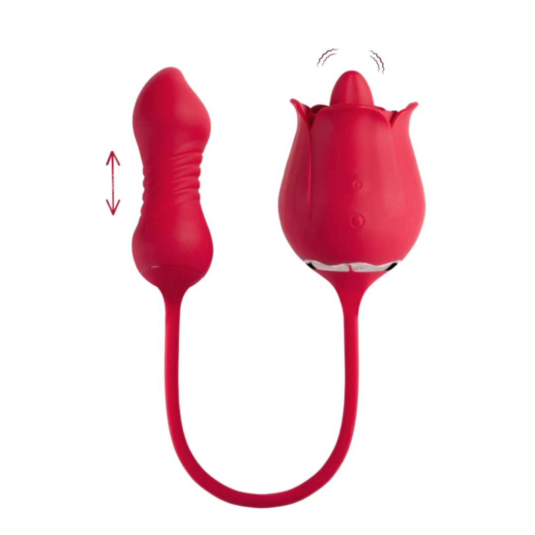 Rose Tongue Vibrator With Thrusting Egg