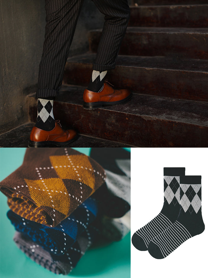 5 Pack Men's Vintage Diamond Socks