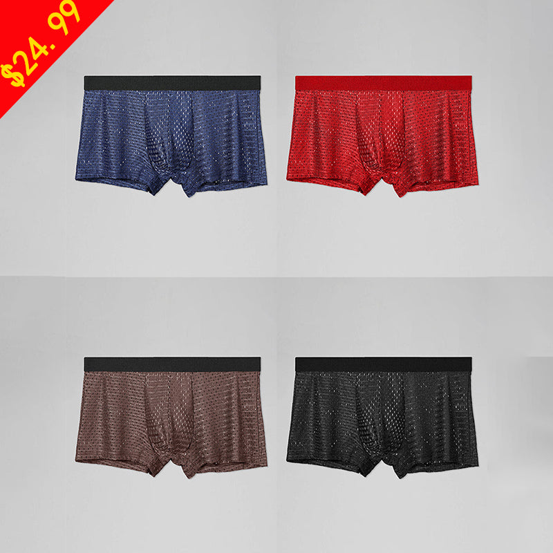 4 Pack Cool Mesh Ice Silk Men's Trunks - versaley